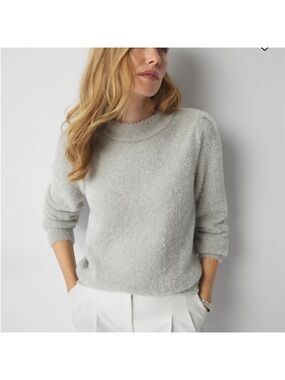 White House Black Market Silver Sparkle Crewneck Sweater